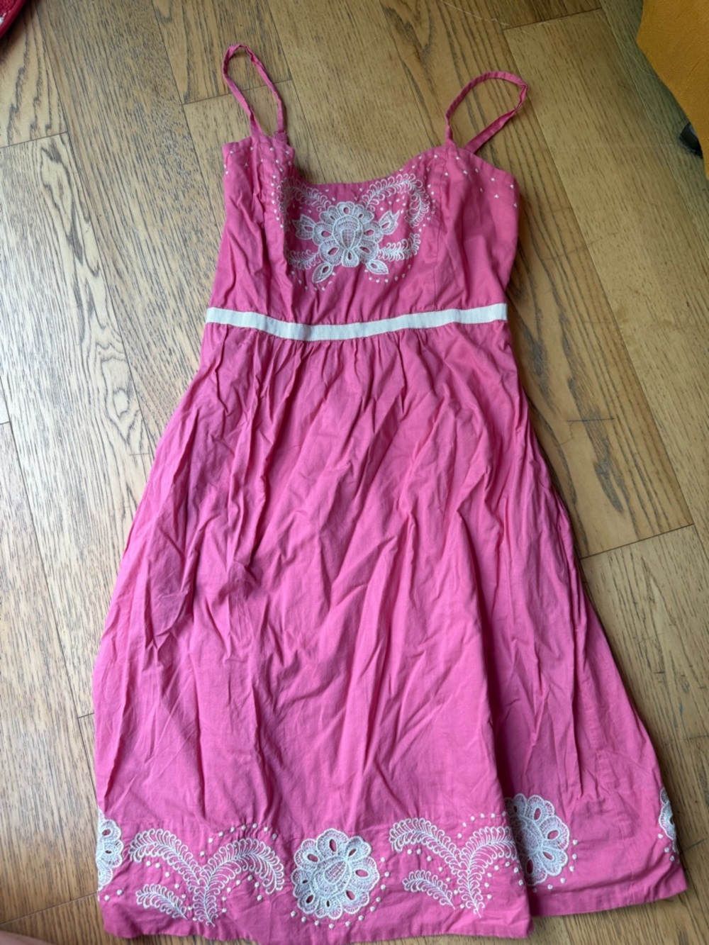 Women’s Pink Embroidered Spaghetti-Strap Dress